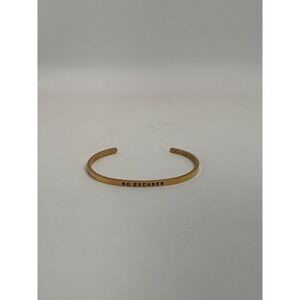 Mantraband "No Excuses" Gold Tone Cuff Bracelet – Minimalist Bangle